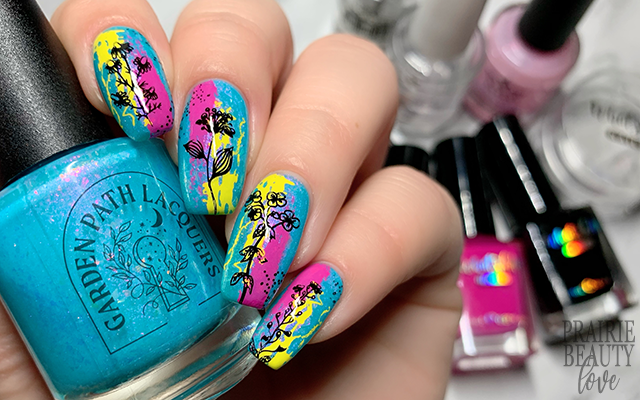 NAIL ART: Nearly Neon Grunge Abstract Floral Nails - Prairie Beauty